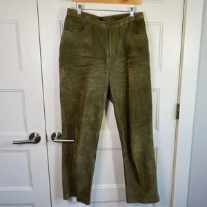 Brandon Thomas Vintage High Waist Straight Leg Suede‎ Green Pants Size 12